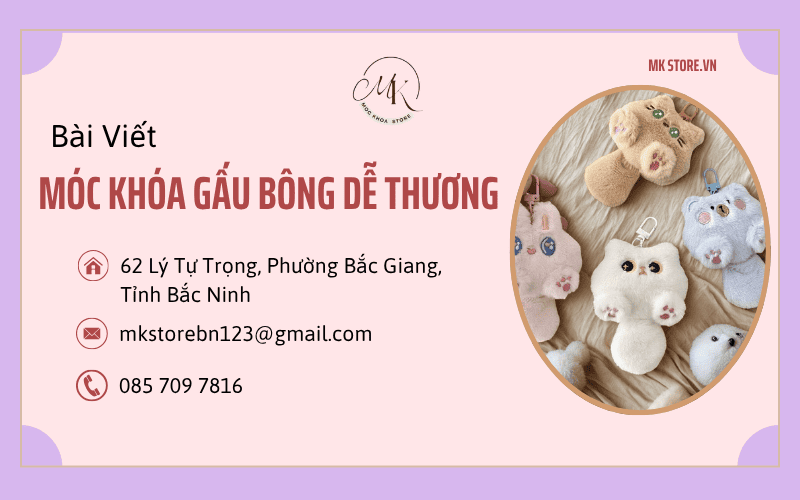 Bìa bai Móc khóa gấu bông dễ thương